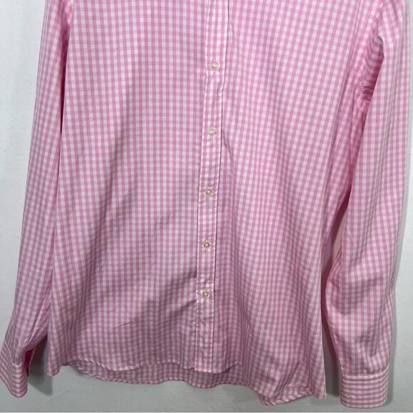 Teddy Stratford Pink Gingham Oxford Cloth Zip Front Shirt Size Large or 4 - Picture 5 of 13